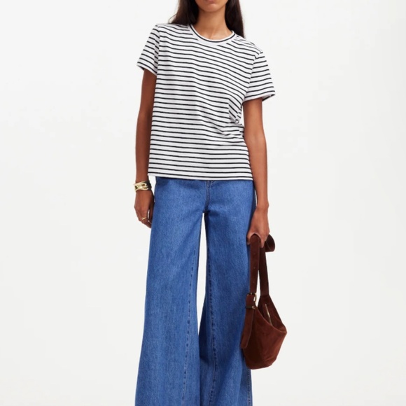 NWT Black/White striped Cotton Perfect Crewneck SZ Various - Picture 2 of 10